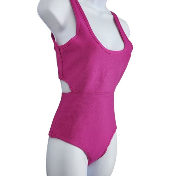 NBD x Naven Pippa Magenta Bandage Bodysuit with Cut-Out Waist & Back Small - Picture 8 of 11